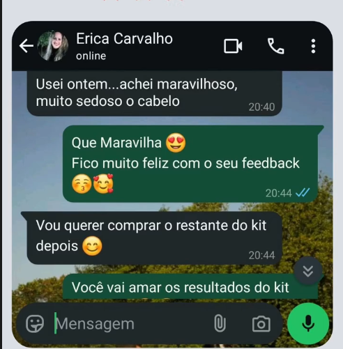 Feedback de Erica sobre a maciez do cabelo